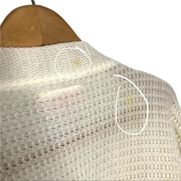 Vintage 80s Cozy Knit Open Slouchy Waffle Knit Cardigan Patch Pocket Sweater - Picture 6 of 9